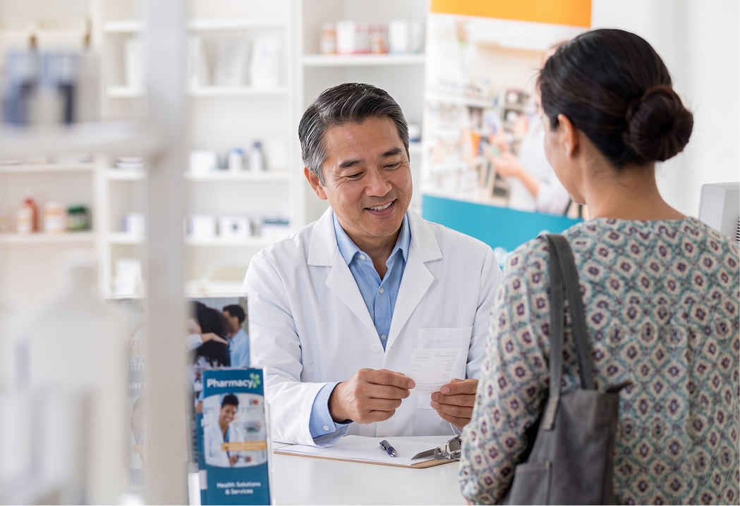 Pharmacist dispensing an emergency supply of medication